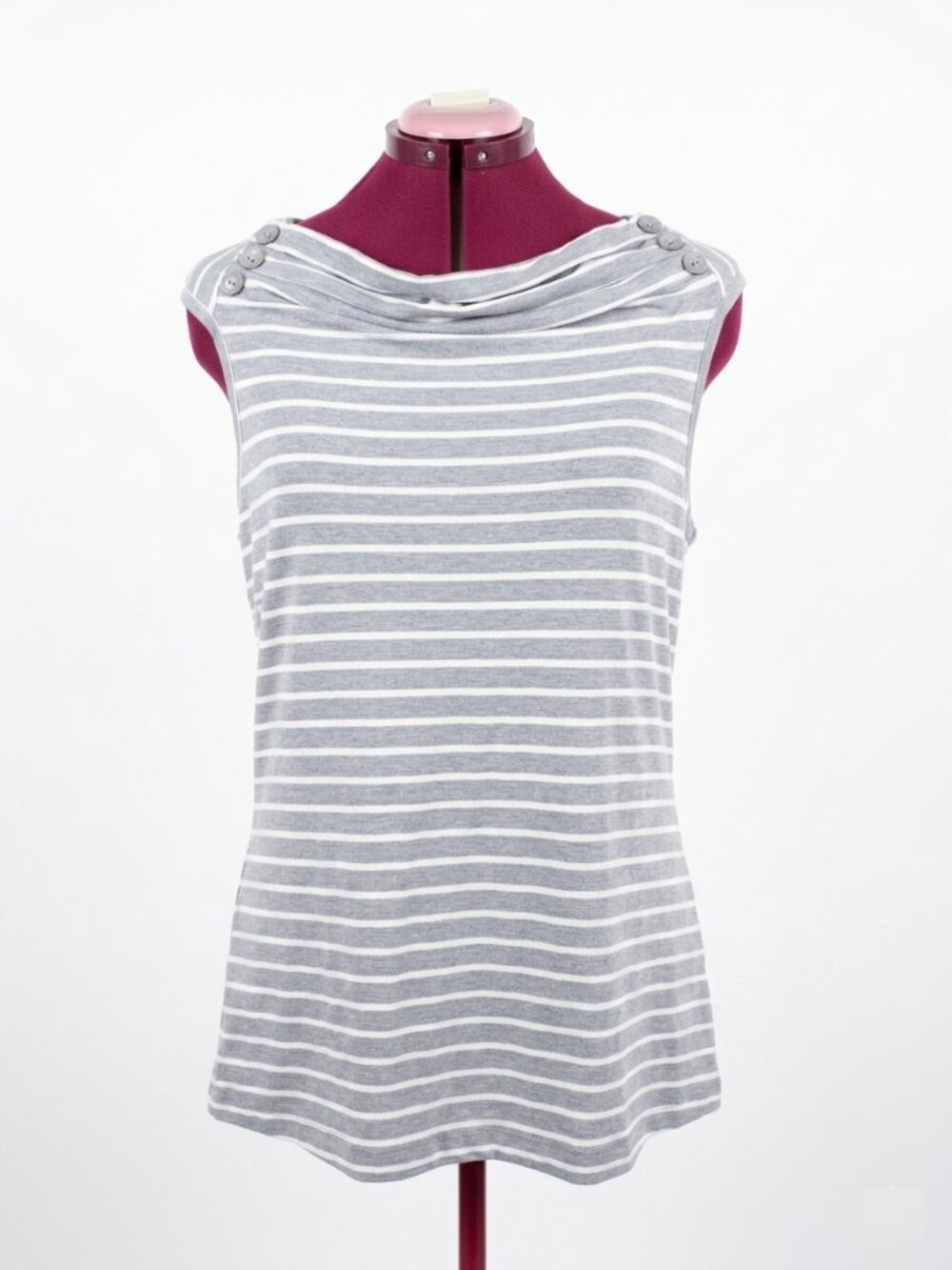 ORLY - BoatneckGray & White Striped Sleeveless Boatneck Top – Size Large